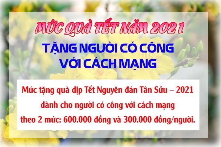 Quy định tặng quà cho các đối tượng có công với cách mạng nhân dịp Tết Nguyên đán Tân Sửu năm 2021